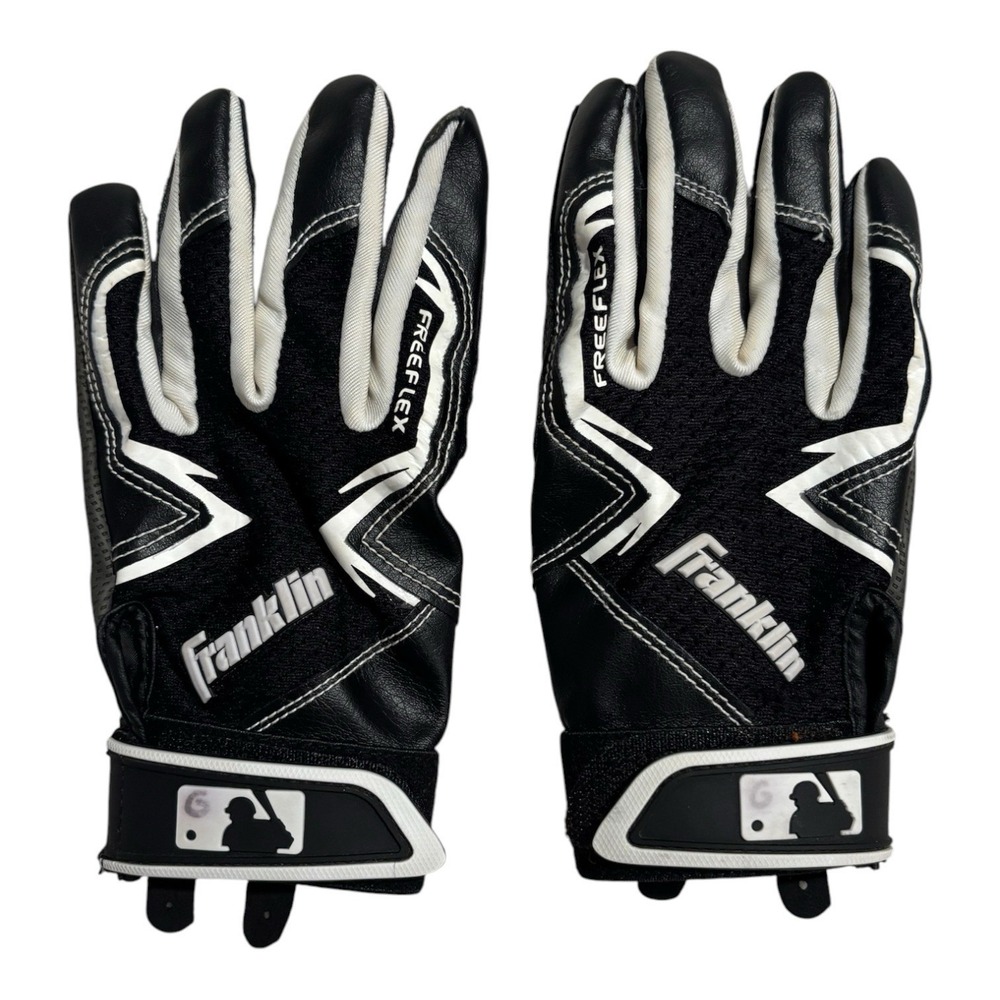 Franklin Sports MLB Freeflex Youth Size XS Batting Gloves Black & White